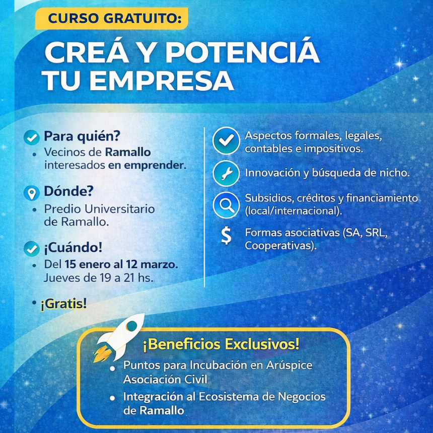Emprender en Ramallo: un curso gratuito busca transformar ideas en proyectos reales