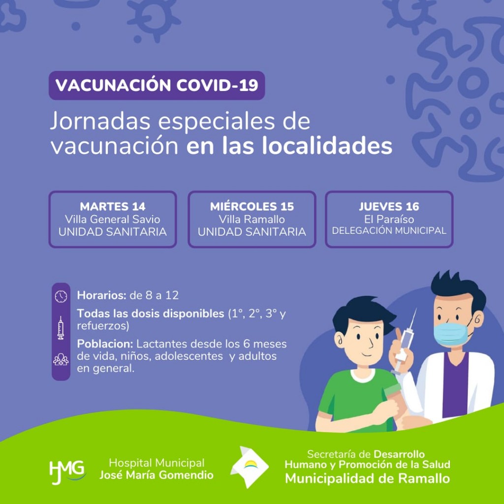 Jornadas especiales de vacunación en las localidades