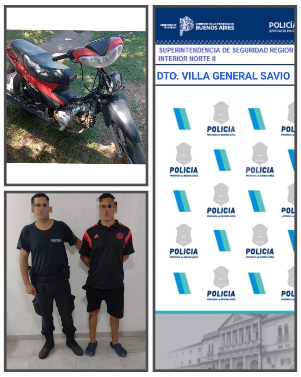 Aprehenden a un sujeto en Villa General Savio y recuperan una motocicleta  