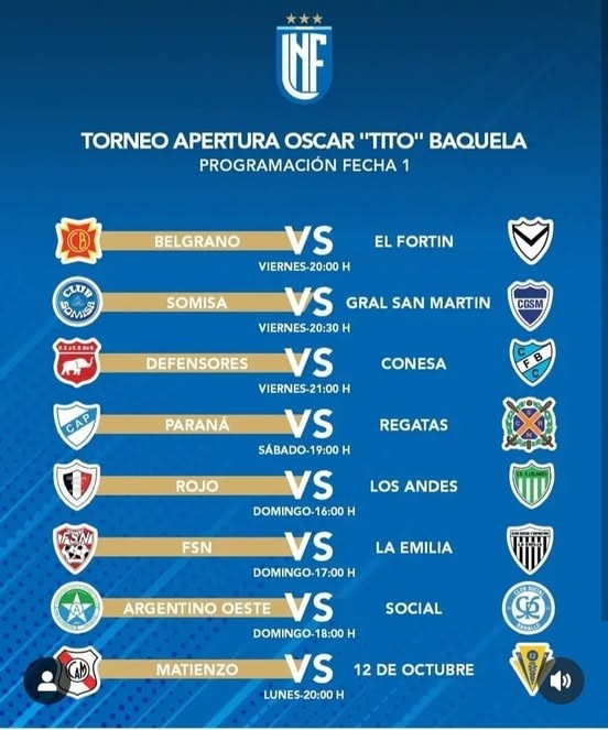 Liga Nicoleña de Fútbol: Programación de la primera fecha