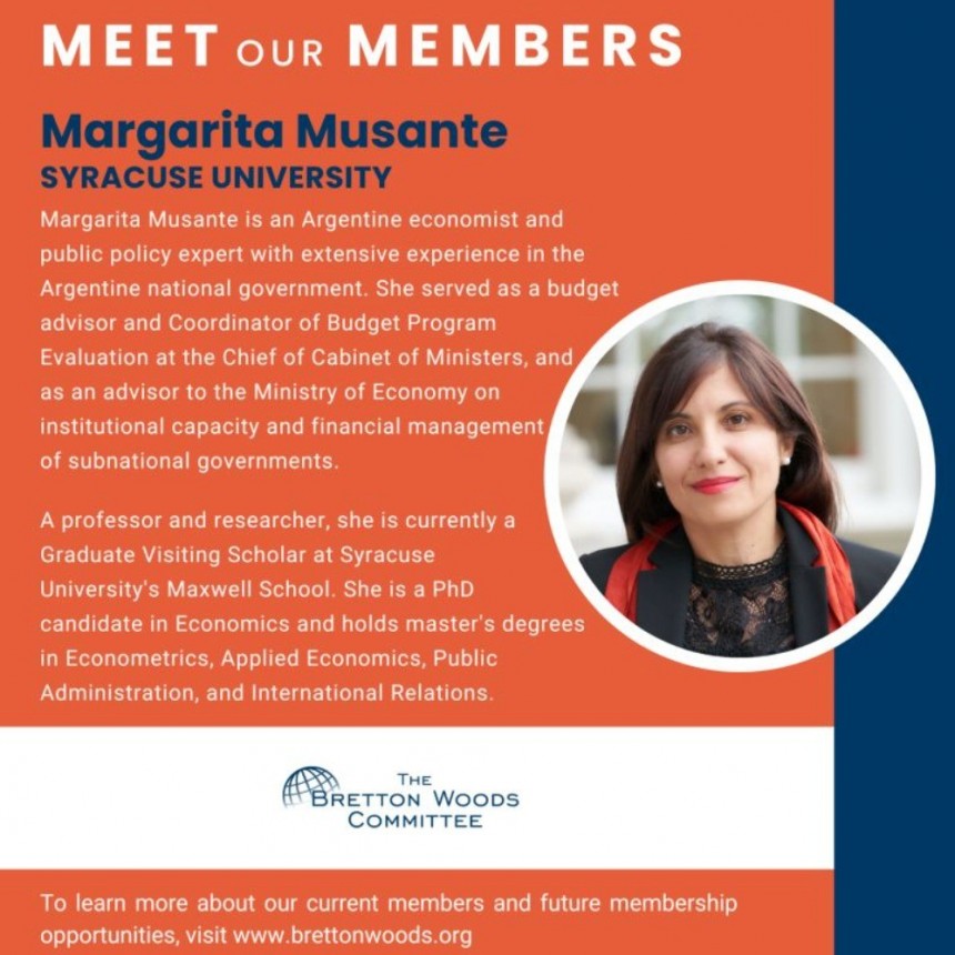 De Ramallo al mundo: Margarita Musante se incorporó al Comité de Bretton Woods