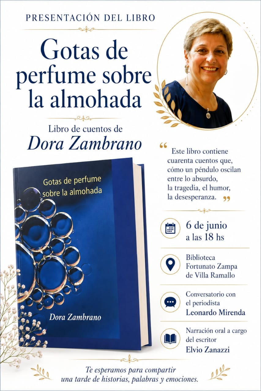 Dorita Zambrano presentar&aacute; su libro "Gota de Perfume sobre la Almohada" en la Biblioteca Zampa