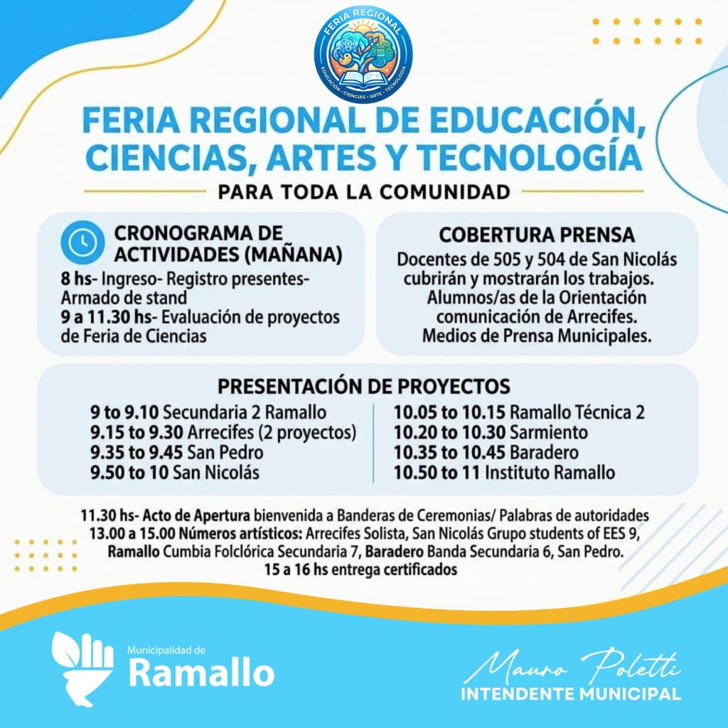 Ramallo se prepara para una jornada que reunir&aacute; 190 proyectos escolares de la regi&oacute;n