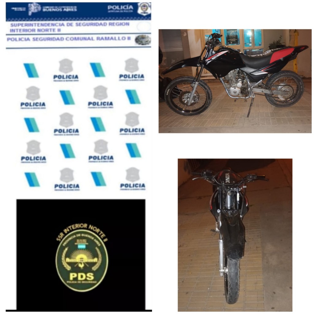 Recuperan motocicleta robada en Ramallo: Aprehenden al autor