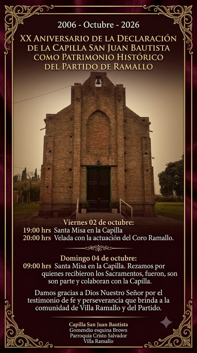 Villa Ramallo celebra los 20 a&ntilde;os de su capilla como Patrimonio Hist&oacute;rico
