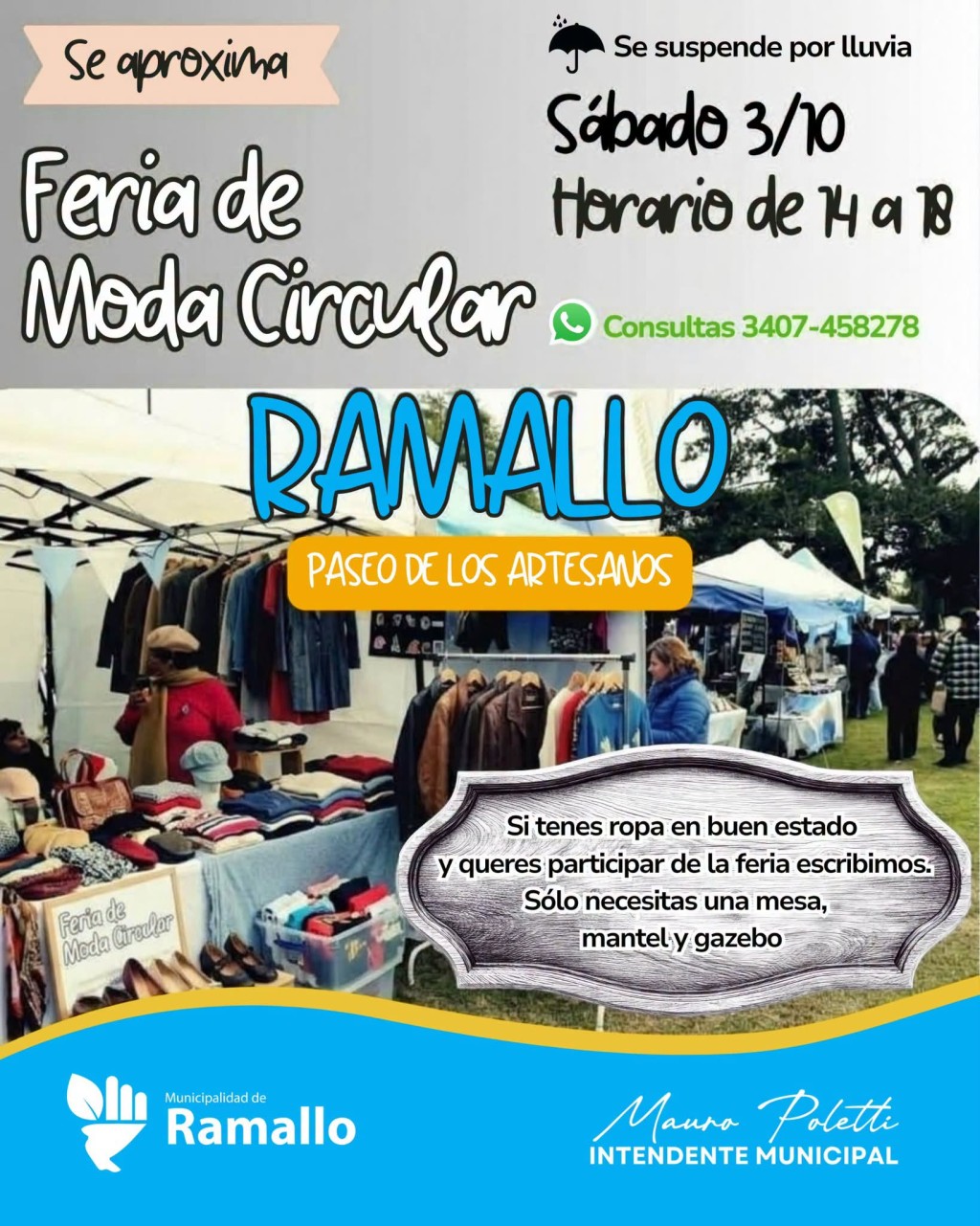 Fin de semana de ferias: moda circular el s&aacute;bado y emprendedores con show en vivo el domingo en P&eacute;rez Mill&aacute;n