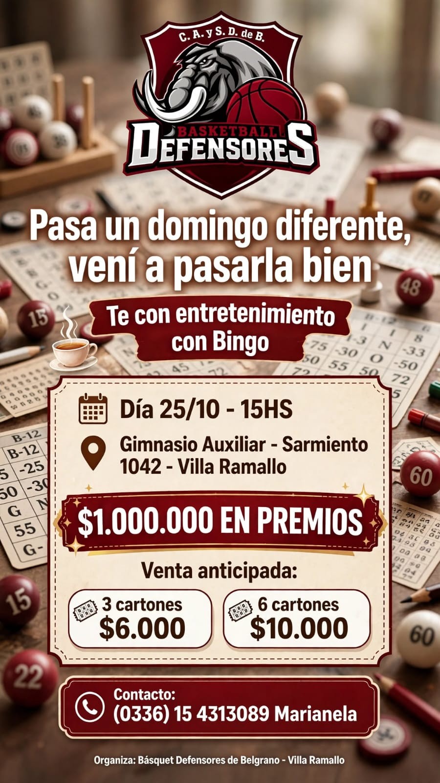Fin de semana a pleno en Defensores: b&aacute;squet, f&uacute;tbol, v&oacute;ley, futsal y un bingo con un mill&oacute;n en premios