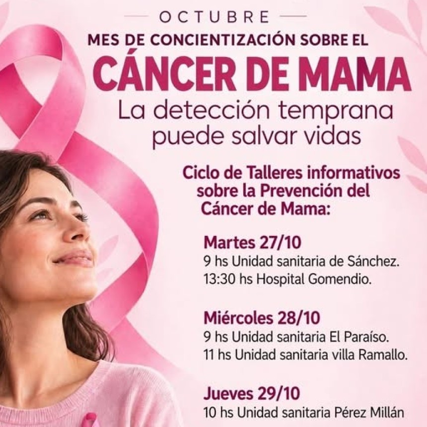 Octubre Rosa: lanzan un ciclo de talleres itinerantes sobre prevenci&oacute;n del c&aacute;ncer de mama